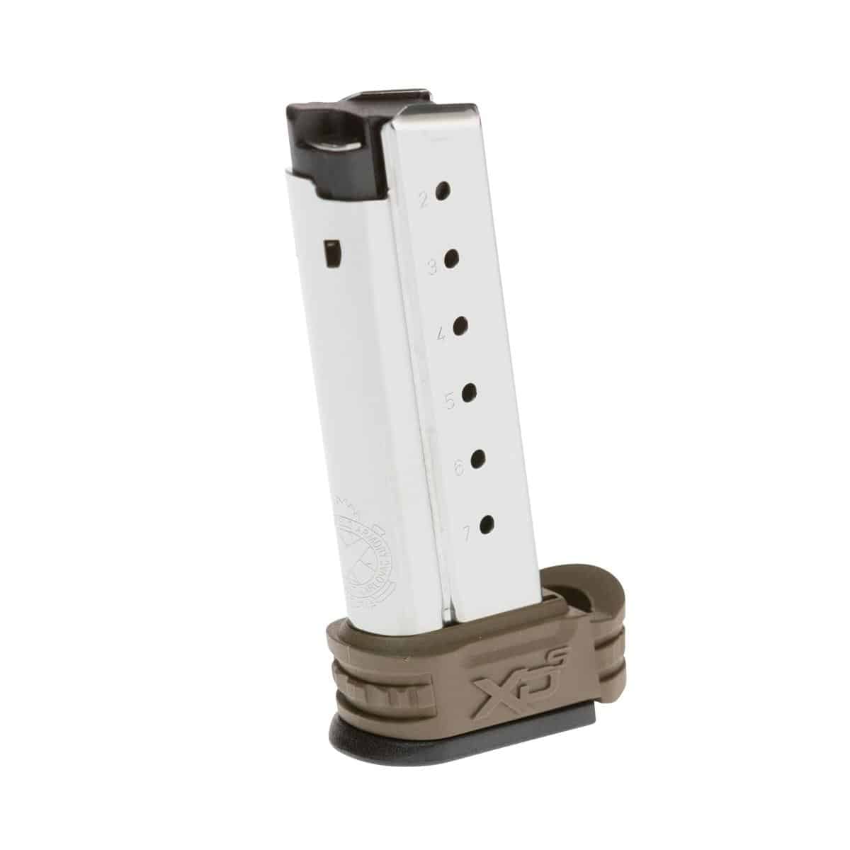 Springfield Armory XD-S 7-round .40 S&W extended magazine with Flat Dark Earth sleeve