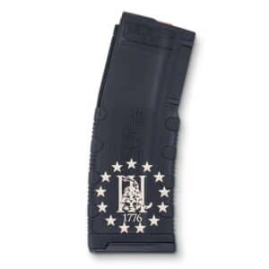 Black Rain Ordnance 30-round polymer magazine 5.56x45 NATO with 3 Percent 1776 Gadsden laser etch