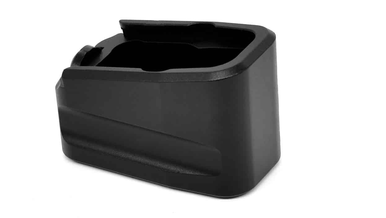Warne Glock 43X/48 +2 magazine extension, black hardcoat anodized 6061-T6 aluminum