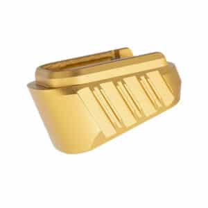 Tyrant CNC +3 gold magazine extension for Springfield Hellcat and Hellcat Pro, 7000 series aluminum