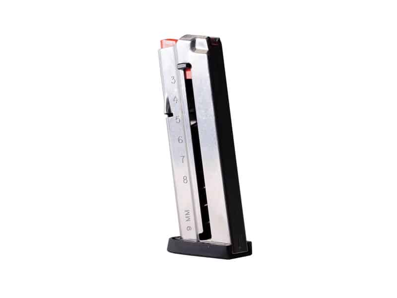 Smith & Wesson M&P Shield EZ 9mm 8-round magazine with steel body and polymer base plate