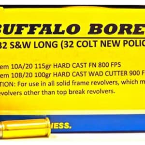 Buffalo Bore 32 S&W Long 115 gr hard cast flat nose ammunition 20 per box