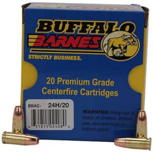 Box of Buffalo Bore 24H20 Barnes TAC-XP 115gr +P+ 9mm ammunition, 20 rounds