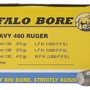 Buffalo Bore 13A20 .480 Ruger 370gr lead flat nose ammunition 20 per box