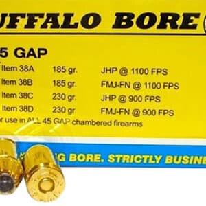 Buffalo Bore Ammunition 38A20 .45 GAP 185gr Jacketed Hollow Point 20 per box