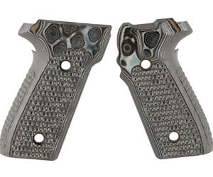 Hogue Piranha G10 pistol grip panels in black and gray for Sig P-series pistols