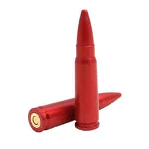 Carlsons red aluminum spring-loaded snap caps for 7.62 x 39mm, 2-pack