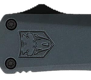CobraTec Knives MGYFS3DNS FS-3 Medium 3" OTF Drop Point Plain D2 Steel Blade, 4.50" Gray Aluminum Alloy Handle