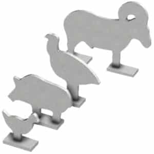Birchwood Casey silhouette knock-over targets 4pc set chicken turkey pig ram steel powder-coated