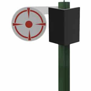 Birchwood Casey T-Post Dueling Target 3/8 in AR500 steel black white bullseye