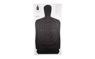 Action Target B27S black and white heavy paper hanging silhouette targets, 100 per box