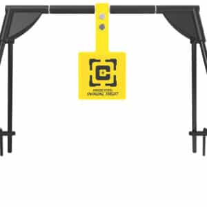 Caldwell 1187590 AR500 swinging rifle target black yellow with ground stakes