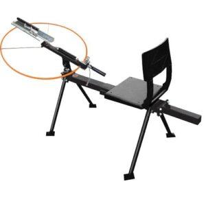 Do-All Outdoors Sit Down Single Full-Cock Trap mounted on a 2-inch trailer hitch