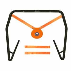 Do All Outdoors Range Ready High Cal Steel Gong 6" target with stand, rated 9mm to 30-06