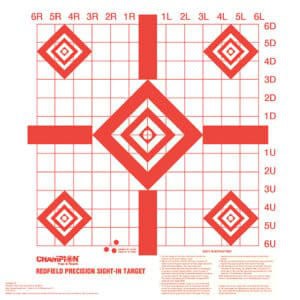 Champion Redfield 16x16 precision sight-in paper target pack of 100 white and red