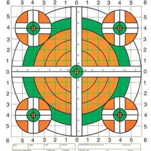 Champion Scorekeeper fluorescent orange and green bull target pack for 100 yd rifle sight-in, 100 pack