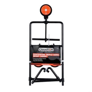 Champion Targets 40870 triple gong auto-reset steel handgun target, black and orange, standing 3-pack