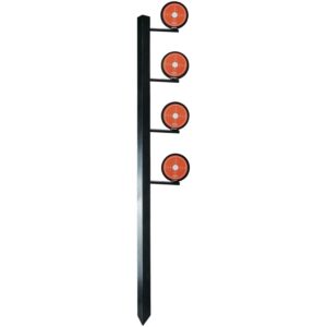 Champion Rimfire Dueling Tree Target Steel with one-piece 38 in post and four 35 in swiveling plates for .22 caliber