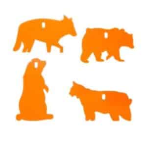 Champion Impact Steel 4-pack orange animal targets for 22LR (Prairie Dog, Coyote, Cougar, Bear)