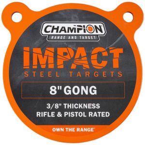 Champion Impact 8-inch steel gong target, 3/8-inch AR500-comparable steel, painted finish