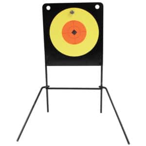 Birchwood Casey Spoiler Alert AR400 steel rimfire target, 6-inch paddle, orange/yellow