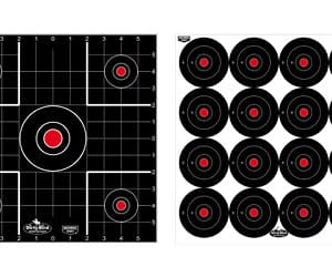 Birchwood Casey Dirty Bird Combo Targets 12-Pack with 6 three-inch bull's-eye and 6 twelve-inch sight-in paper targets