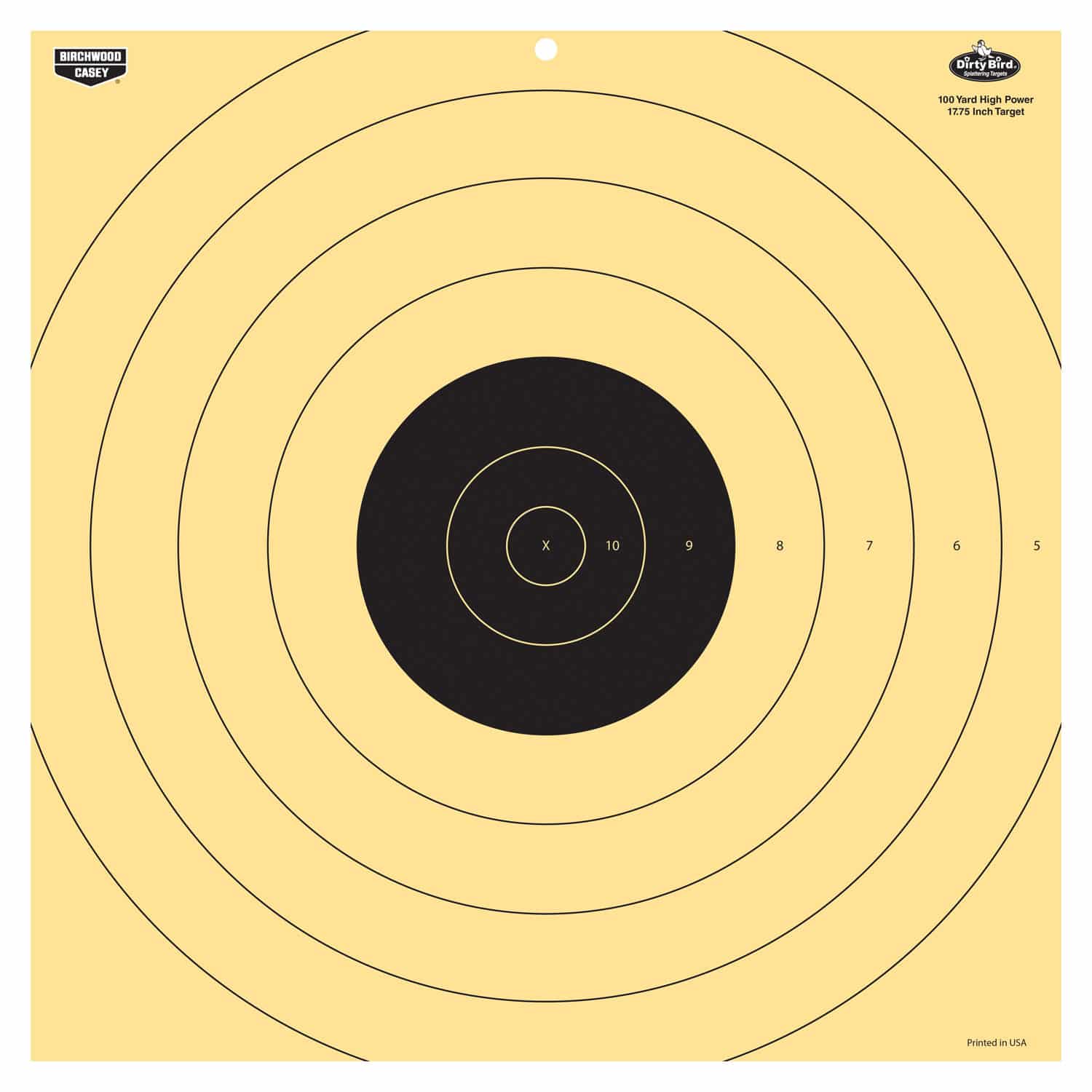 Birchwood Casey Dirty Bird bullseye tagboard target 5-pack, black and white