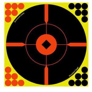 Birchwood Casey Shoot-N-C 12-inch bullseye reactive self-adhesive targets 100 pack