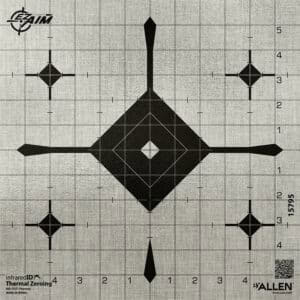 Allen EZ Aim Thermal ID 12x12 grid bullseye paper target, gray, adhesive backing