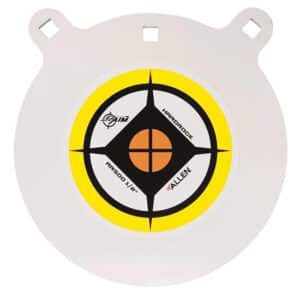 EZ-Aim Hardrock AR500 10 inch steel gong target with white powdercoat and three hang points