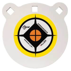 EZ-Aim Hardrock AR500 6-inch 1/2-inch gong target with white/yellow/black powdercoat finish
