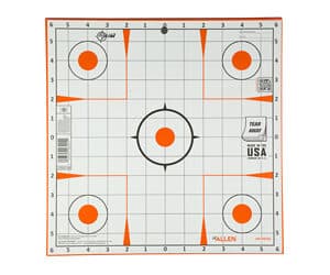 Allen EZ-Aim 12x12 self-adhesive sight grid paper target pack, orange aiming points, 100 pack
