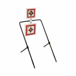 Allen HardRock AR500 steel square spinner target with stand in white, red and black