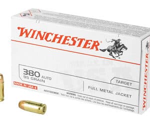 Winchester USA .380 ACP 95 gr FMJ 50rd box white box ammunition