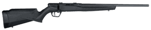 Savage B17 F Compact bolt-action rifle with black synthetic stock and matte blued finish