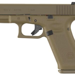 Glock 19X V 9mm pistol in coyote nPVD finish with three 10-round magazines