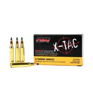 PMC X-TAC 5.56 NATO 62gr Green Tip 20rd box, brass case