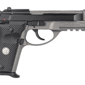 Girsan MC14T X Tip-Up .380 ACP pistol with threaded spiral-fluted barrel and G10-style grips, tungsten/black Cerakote