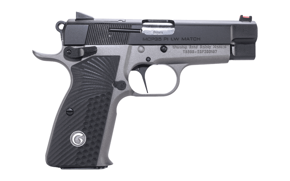 EAA Girsan MCP35 LW Match 9mm two-tone tungsten gray frame black upper right profile