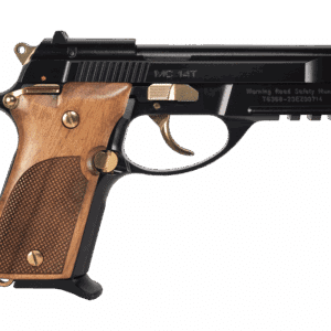 EAA Girsan MC14T .380 ACP tip-up pistol in gloss black with gold controls