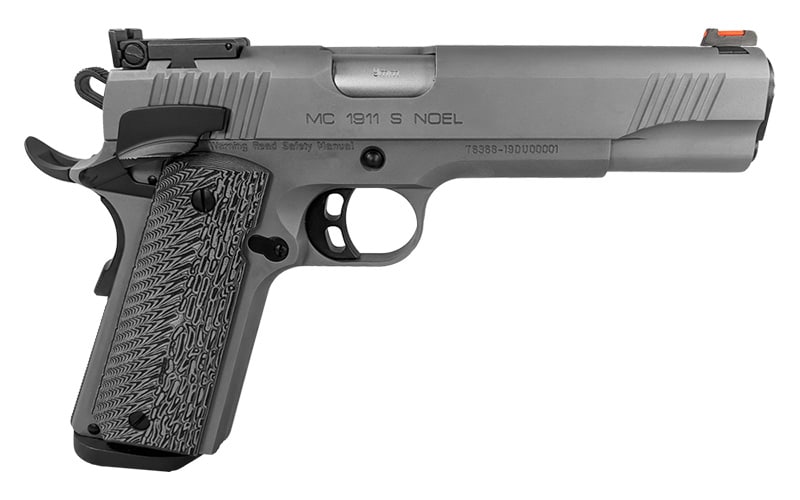 EAA MC1911 Match 9 MM 5-inch stainless steel pistol left profile with G10 grips