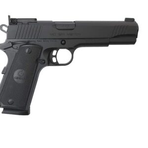 EAA MC1911 Match .45 ACP 5in black steel pistol with laminated wood grips and adjustable rear sights