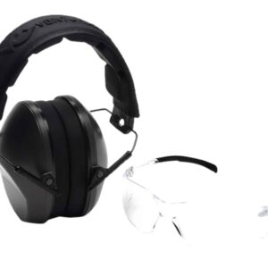 Pyramex VGCOMBO110 combo kit clear scratch-resistant lens and low-profile earmuffs NRR 24dB