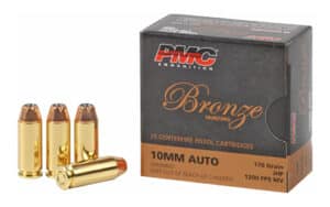 PMC Bronze 10mm 170gr Jacketed Hollow Point ammunition 25-round box