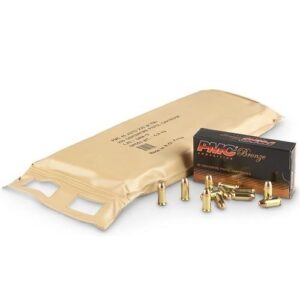 PMC Bronze Battle Pack .40 S&W 165gr FMJ handgun ammunition in vacuum-sealed packaging