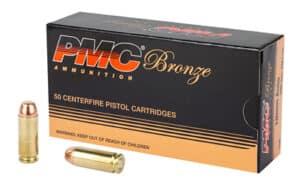 PMC Bronze 10mm Auto FMJ-TC 50rd box brass-cased handgun ammunition