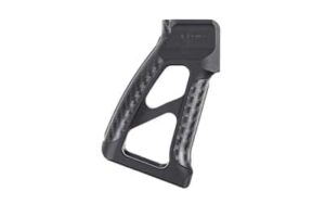 Fortis Torque Grip CF-15 black AR-15 pistol grip with carbon-fiber straps, angled view