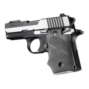 Hogue slate grey overmolded rubber handgun grips with finger grooves for Sig Sauer P938