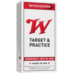 Winchester USA .38 Super Auto +P 130 gr FMJ 50-round box