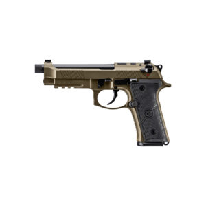 Beretta M9A4 9mm handgun in bronze finish, angled view